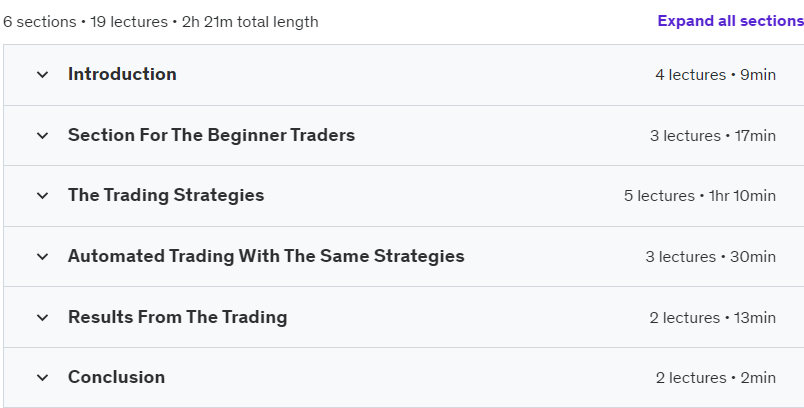 Course topics · Algorithmic Cryptocurrency Trading + Top 5 Robots in 2023 2021-3