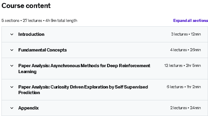 Course topics · Curiosity Driven Deep Reinforcement Learning 2021-10