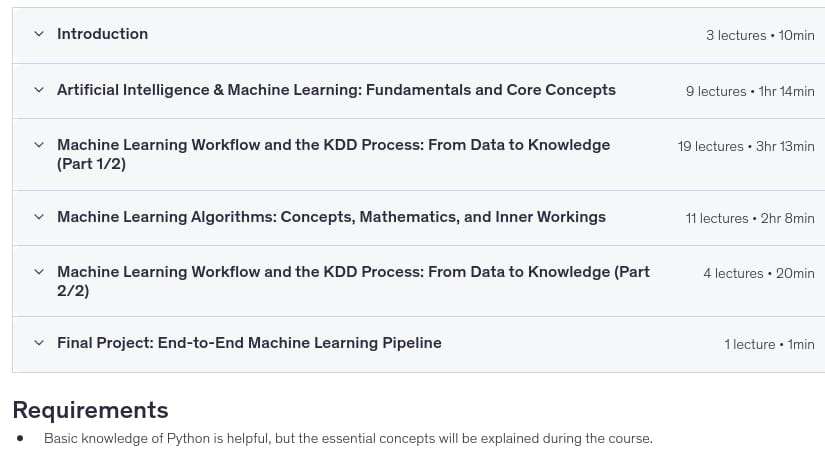 Course topics · Udemy — Complete Machine Learning with Python: Hands-On Masterclass 2026-8