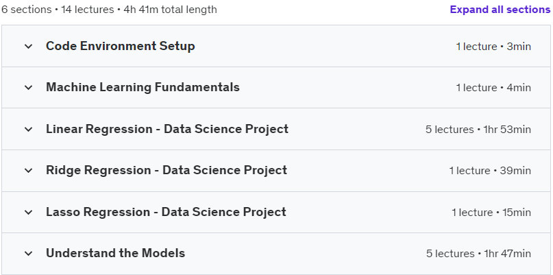 Course topics · The Complete Regression Course: From Zero to Expert! 2023-1
