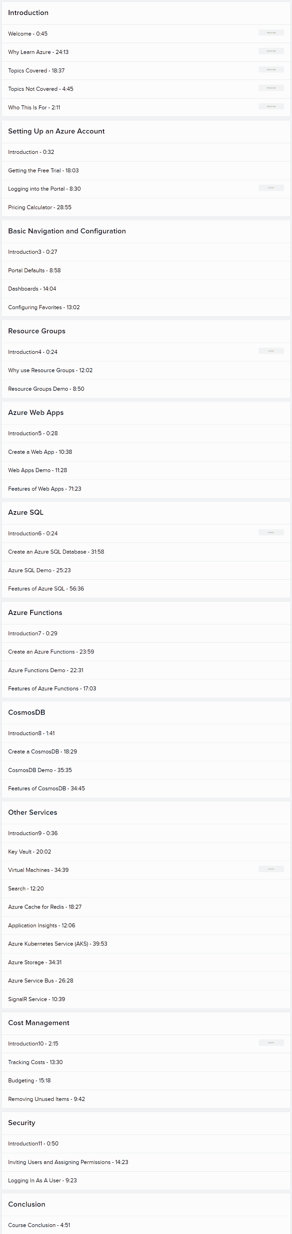 Course topics · iamtimcorey (TimCorey) – Getting Started with Azure 2021-10