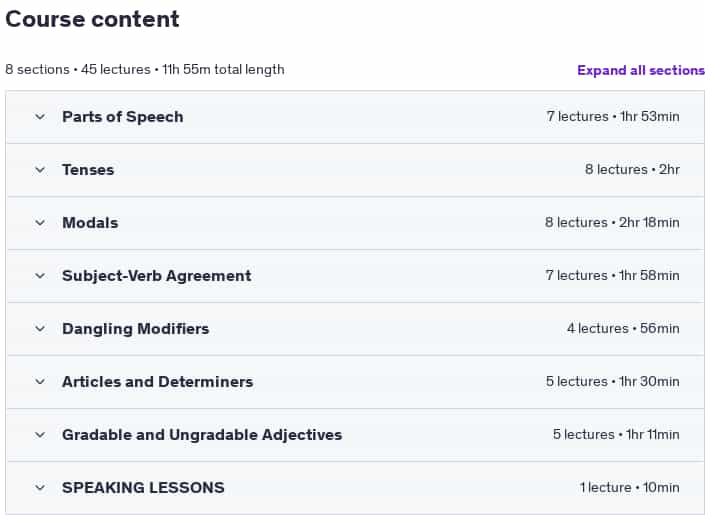 Course topics · Udemy — Master English Conversation – Advanced Level 2025-7