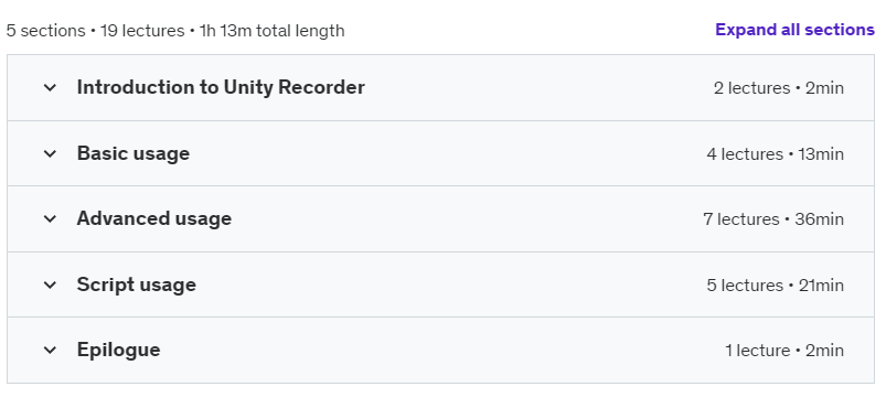 Course topics · Unity Recorder masterclass: Record games, Create trailers 2024-10