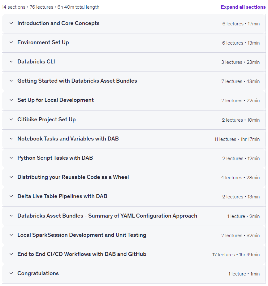 Temas del curso · CI/CD con Databricks (Bundles de Automatización Declarativa) 2025-5
