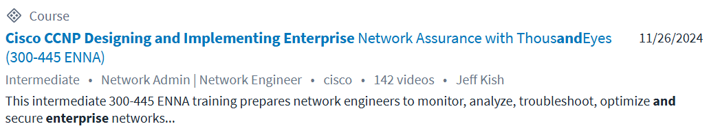 Images · CBTNuggets – Cisco CCNP Design and Implementation Enterprise Network Assurance avec ThousandEyes (300-445 Enne) 2024-11