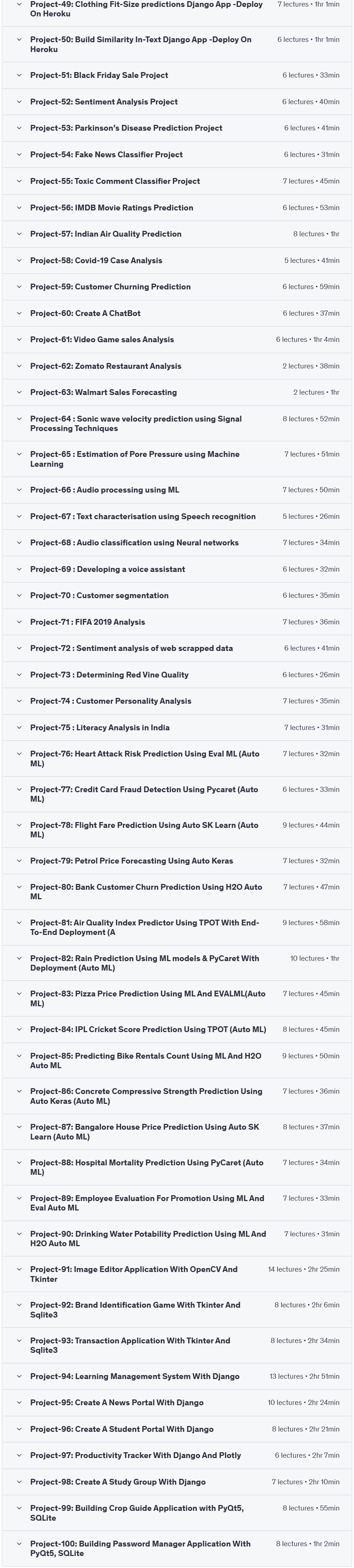 Course topics · Udemy — 100 Days Of Code: Real World Data Science Projects Bootcamp 2024-11