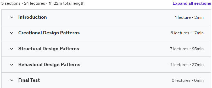 Course topics · Software Design Patterns 2024-5