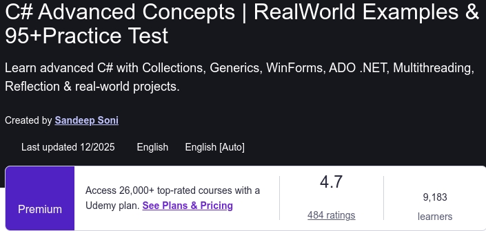 图片 · C# 先进的概念 和 RealWorld 示例 & 95+ 实践测试 2025-12