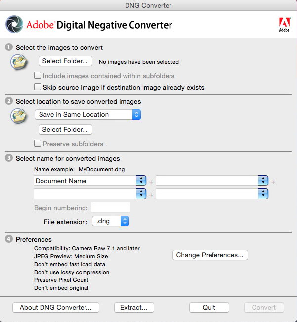 Bilder · Die Adobe DNG Converter 18.3.2 Windows/macOS