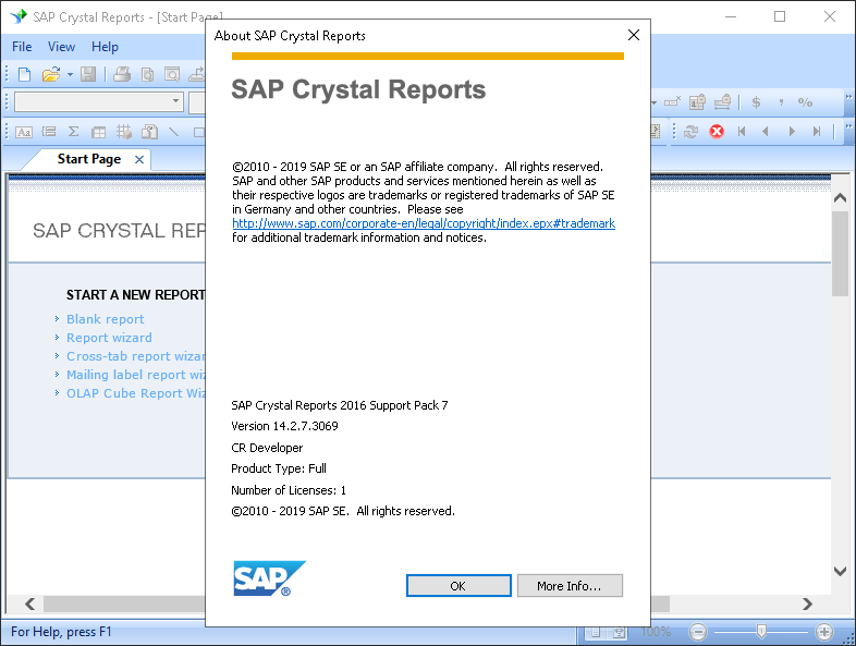 Pictures · SAP Crystal Reports SP33 for Visual Studio 2022 / Developer 13.0.26 / Delphi