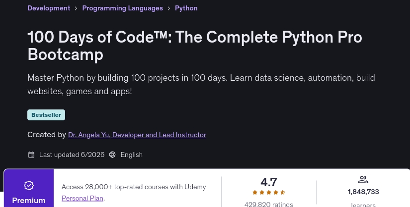이미지 · 100 코드의 날들TM: The Complete Python 보트 캠프 2026-6