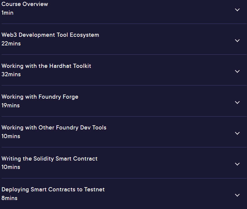 Course topics · Pluralsight — Web3 Infrastructure and Development Tools 2024-5