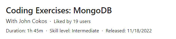 Pictures · LinkedIn — Coding Exercises: MongoDB 2022-11