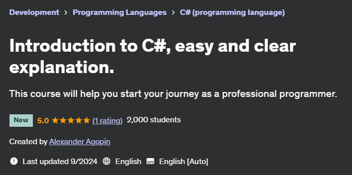 Pictures · Udemy — Introduction to C#, easy and clear explanation. 2024-9