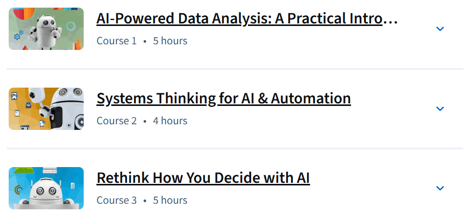 Course topics · Applied AI: Data Analysis, Workflows, and Decisions Specialization 2026-6