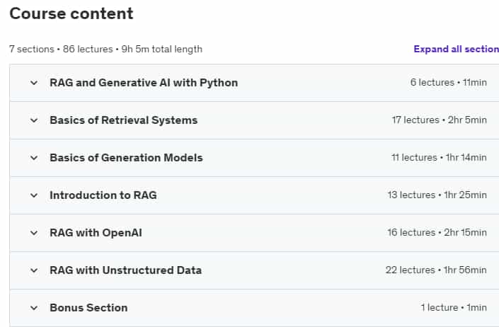 Course topics · RAG and Generative AI with Python 2024 2024-9