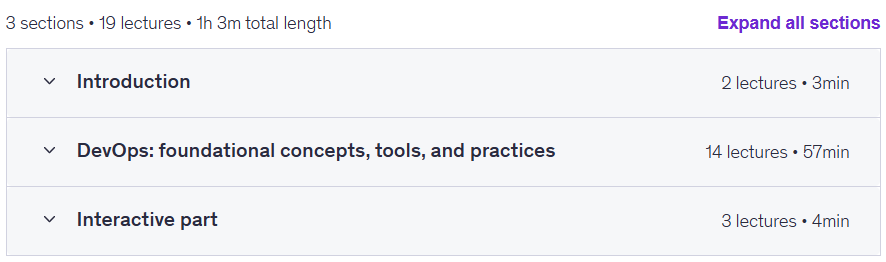 Course topics · Professional Certificate in DevOps 2025-1