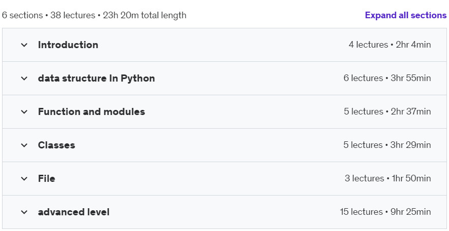 Course topics · Udemy — complete Python tutorial| Jupyter Lab| Spyder| 0 to 100 | ML 2024-9