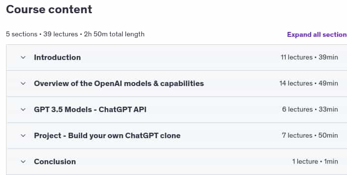 Course topics · Introduction to OpenAI API & ChatGPT API for Developers 2025-1