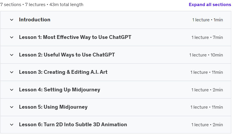 Course topics · Udemy — Prompt Engineering Basics – ChatGPT & A.I. Art 2023-2
