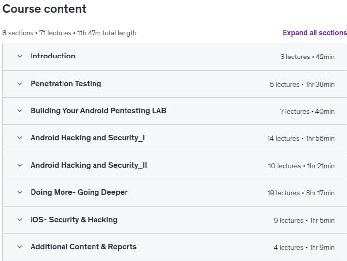 موضوعات الدورة · الهاتف المحمول Hacking & Security: Android و iOS 2026 2025-10