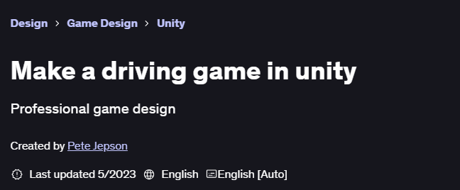 Pictures · Udemy — Make a driving game in unity 2023-5
