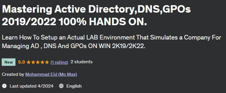 Pictures · Udemy — Mastering Active Directory,DNS,GPOs 2019/2022 100% HANDS ON. 2024-4