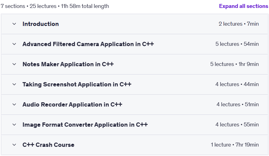 Course topics · C++ GUI Projects: Build 5 Real Desktop Applications in OOP 2025-8