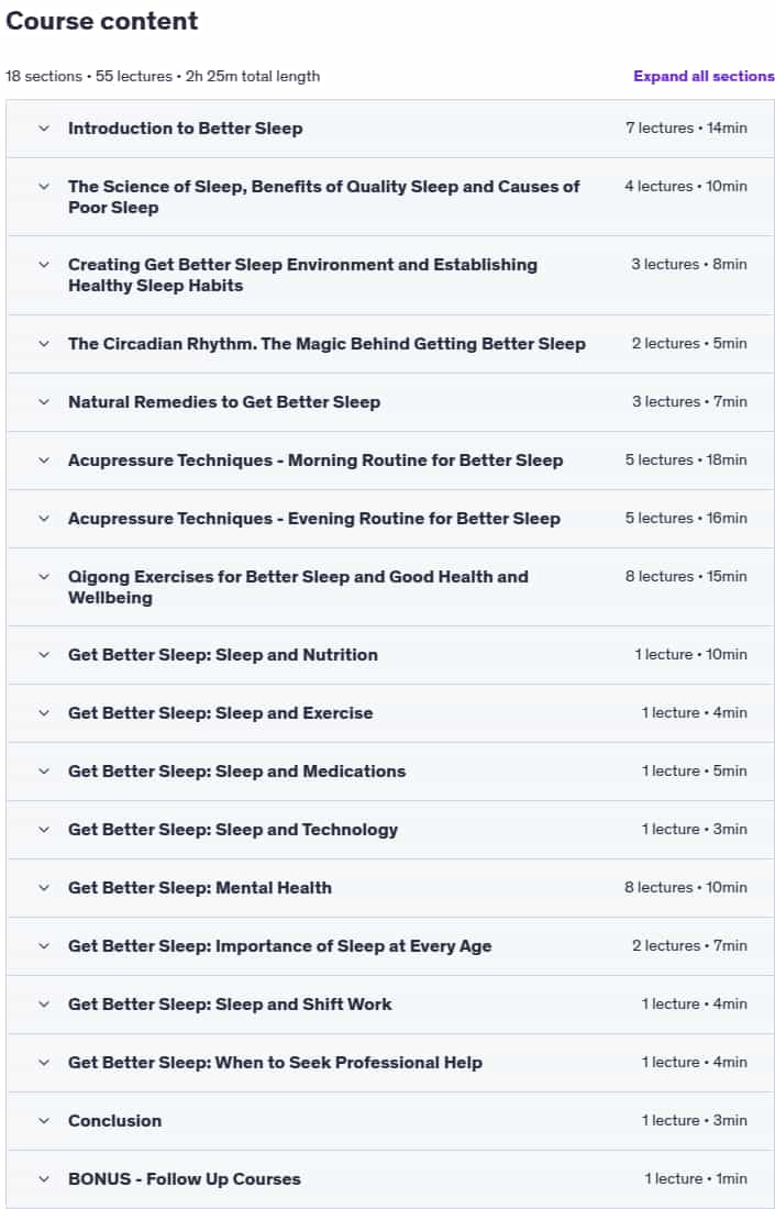 Course topics · Unlocking the Secrets to Better Sleep, Health and Well-Being 2024-11