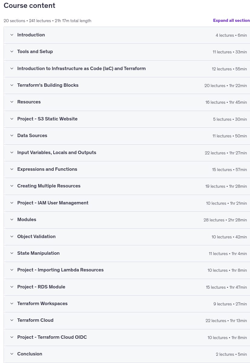 Course topics · Terraform: The Complete Guide from Beginner to Expert 2026-8
