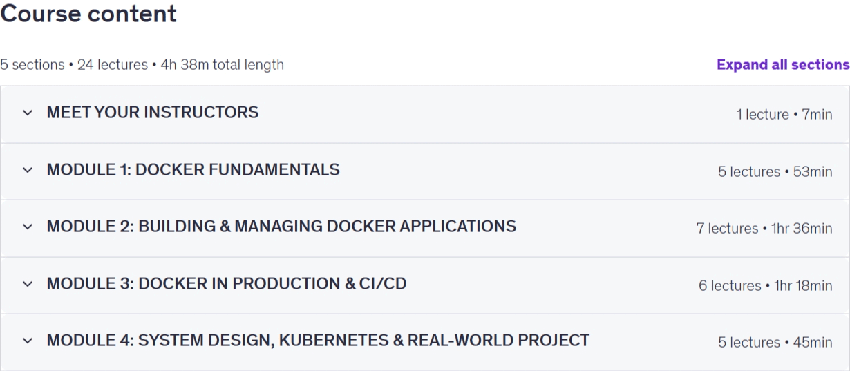 Sujets du cours · Docker Mastery : du débutant au travail prêt 2026-8