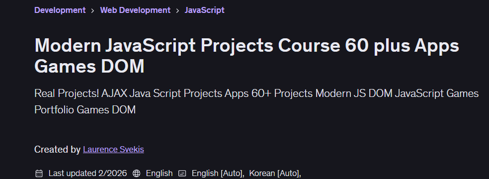 Pictures · Modern JavaScript Projects Course 60 plus Apps Games DOM 2026-2