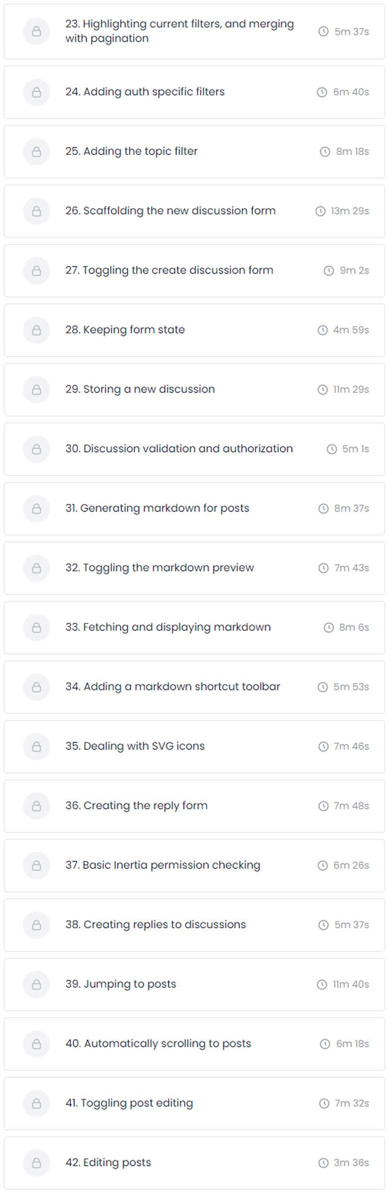 Course topics · Code Course – Build a Forum with Inertia and Laravel 2023-5