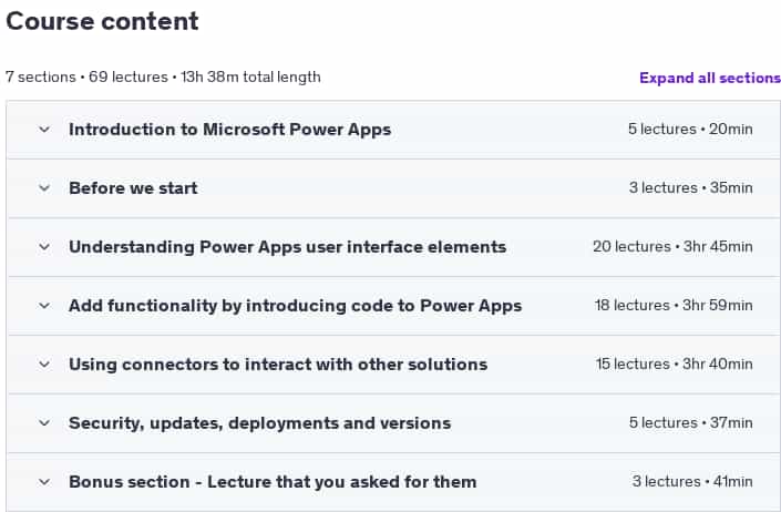 Course topics · Udemy — Microsoft PowerApps crash course – from UI to Integration 2023-11