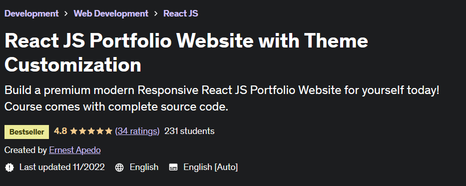 Pictures · Udemy — React JS Portfolio Website with Theme Customization 2022-11