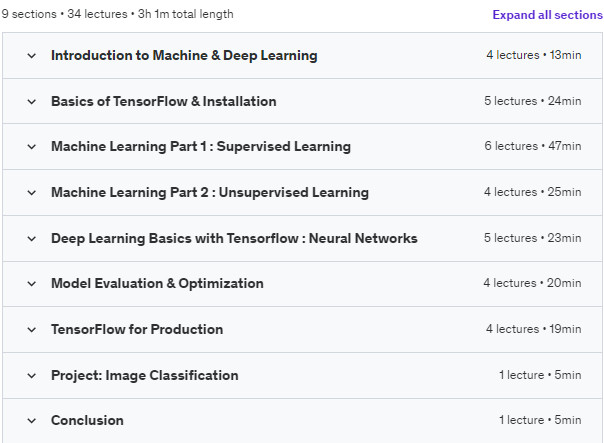 Course topics · Python & TensorFlow: Deep Dive into Machine Learning 2023-9