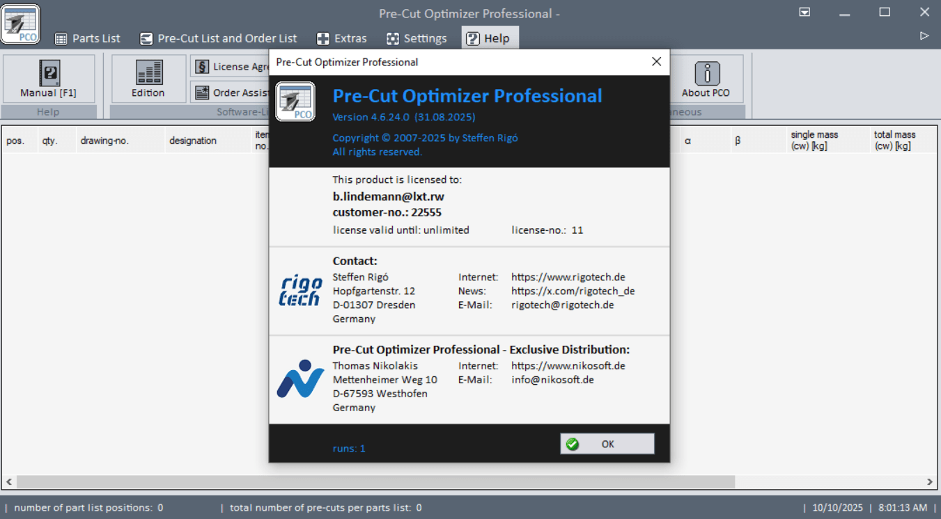 चित्र · RIGOTECH Pre-Cut ऑप्टिमाइज़र 4.6.24