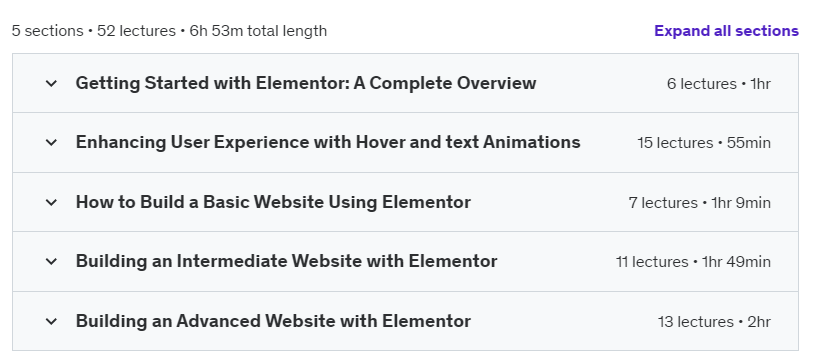 Course topics · Udemy — Complete WordPress & Elementor Guide: Design, Build & Earn 2024-8