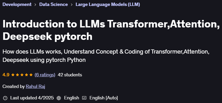 Pictures · Udemy — Introduction to LLMs Transformer,Attention, Deepseek pytorch 2025-3