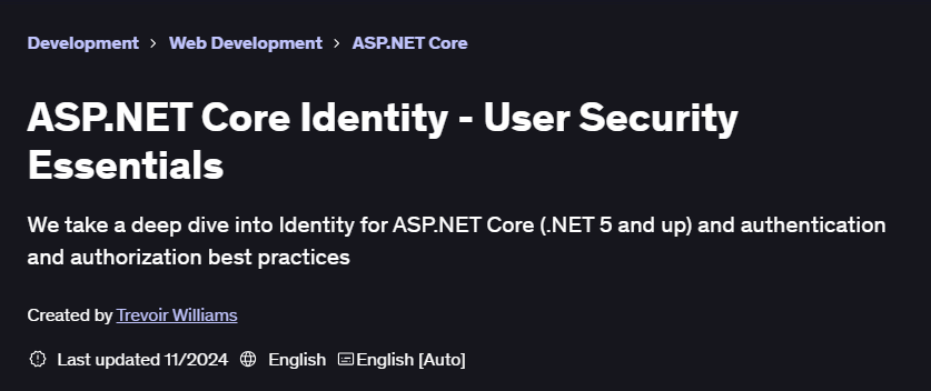 Pictures · Udemy — ASP.NET Core Identity – User Security Essentials 2024-11