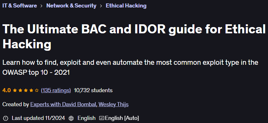 Pictures · Udemy — The Ultimate BAC and IDOR guide for Ethical Hacking 2024-11