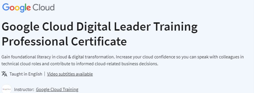 Pictures · Coursera — Google Cloud Digital Leader Training Professional Certificate 2024-2