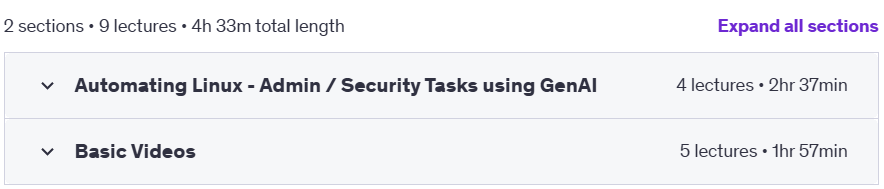 Course topics · Linux AI : Unlocking & Automate Linux Potential with Gen AI 2024-12