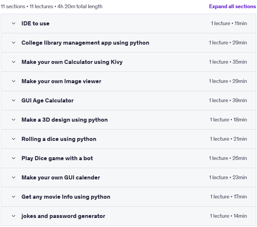 Course topics · Python Projects (Level 2) 2022-3