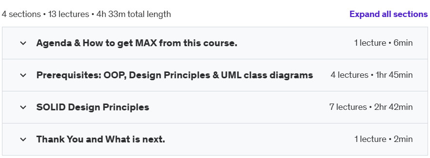 Course topics · Udemy — SOLID Principles in C++ by building a real-world application 2024-9