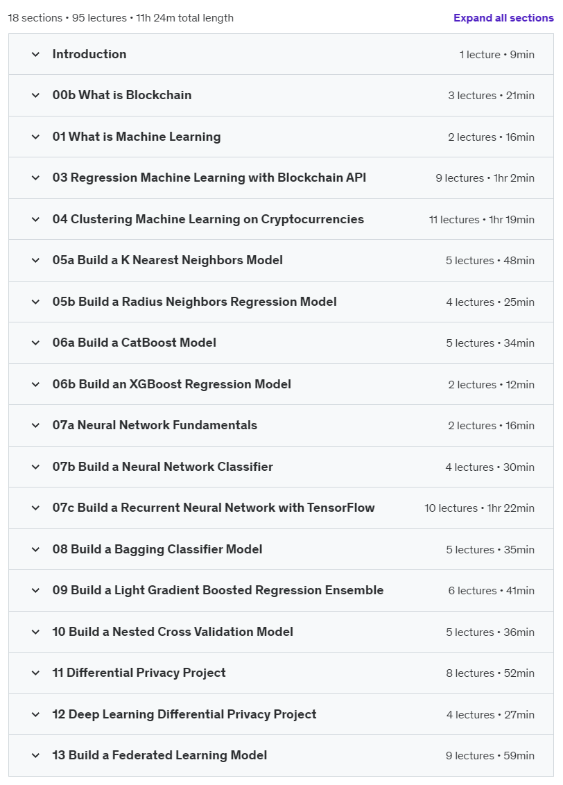 Course topics · Crypto Data Science and ML with Python 2022-8
