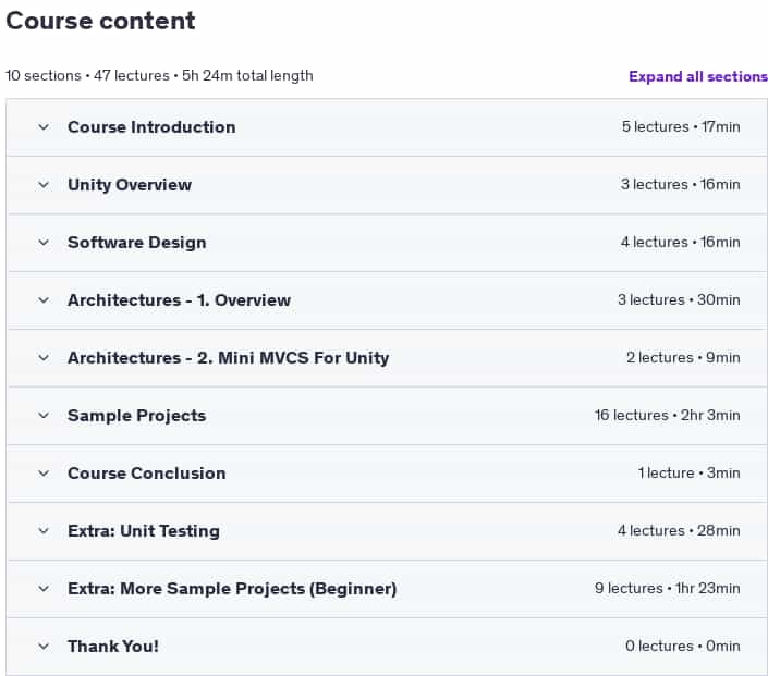 Course topics · Udemy — MVC Architecture For Unity 6 & C# – Lifetime Access 2024-12