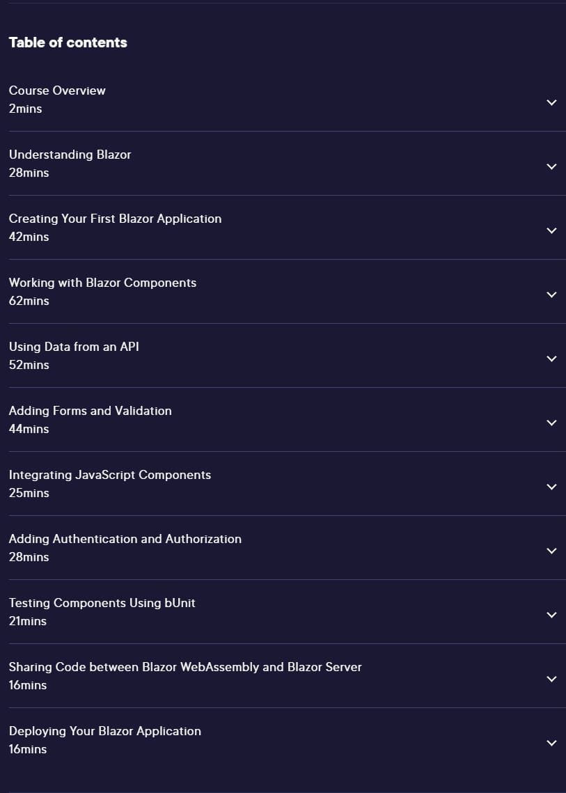 Course topics · Pluralsight — ASP.NET Core 6 Blazor Fundamentals 2022-10