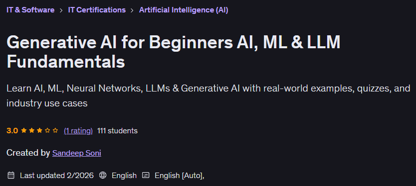 图片 · 世代 AI 对于初学者 AI,ML和LLM基础 2026-2