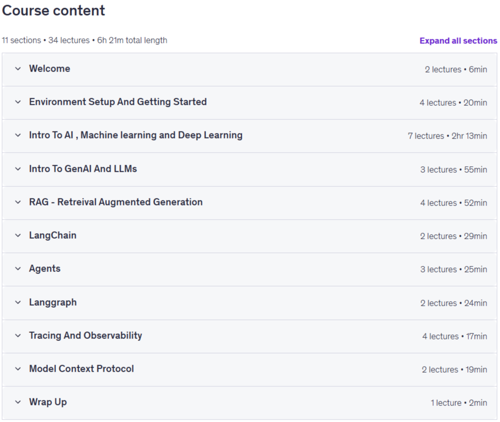 Course topics · Agentic AI Bootcamp: Build AI Agents with LangGraph 2026-7